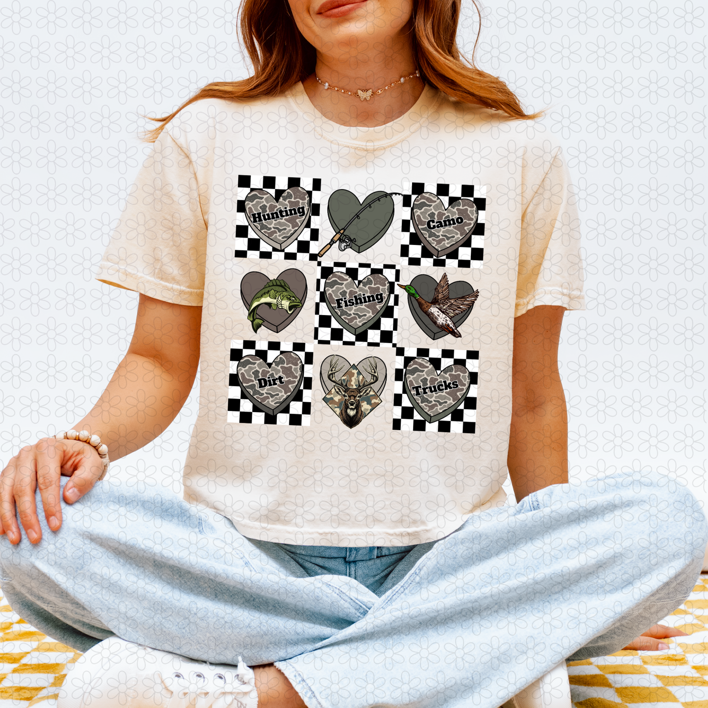 Checkered Camo All Things Hunting DTF Transfer