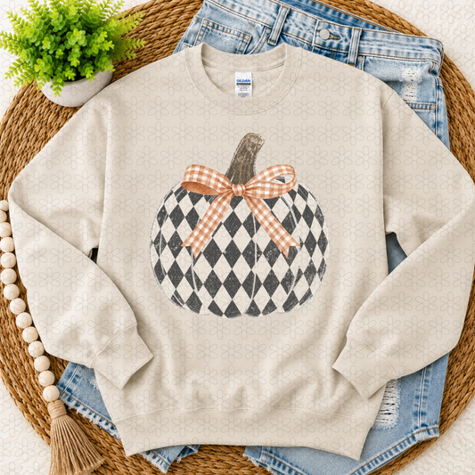Checkered Fall Pumpkin Completed Tee