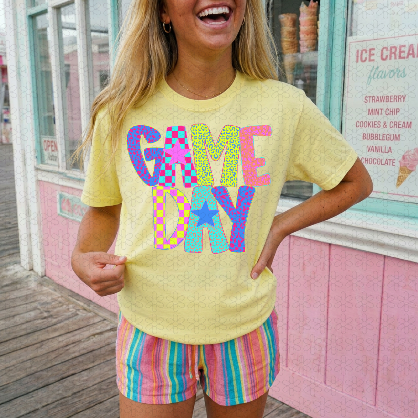 Checkered Leopard Game Day Completed Tee