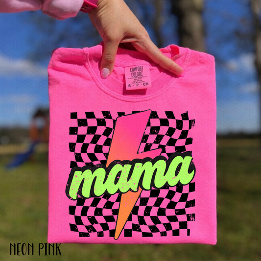 Checkered Neon Mama DTF Transfer