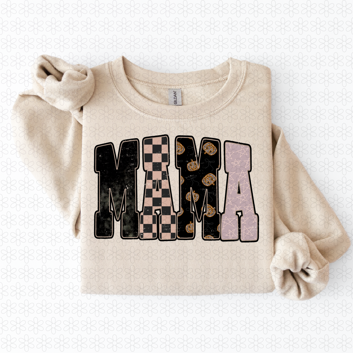 Checkered Pumpkin Mama Completed Tee