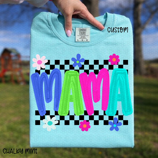 Checkered Retro Custom Name DTF Transfer