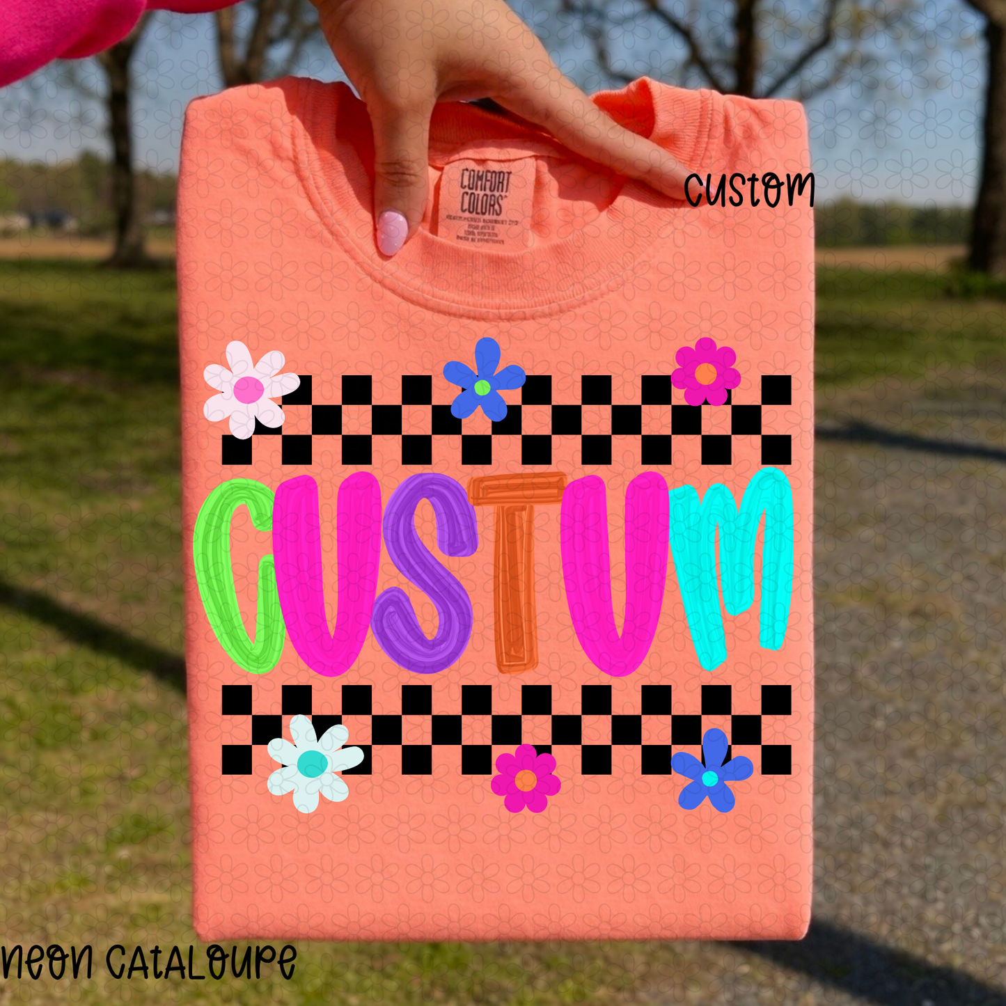 Checkered Retro Custom Name Completed Tee