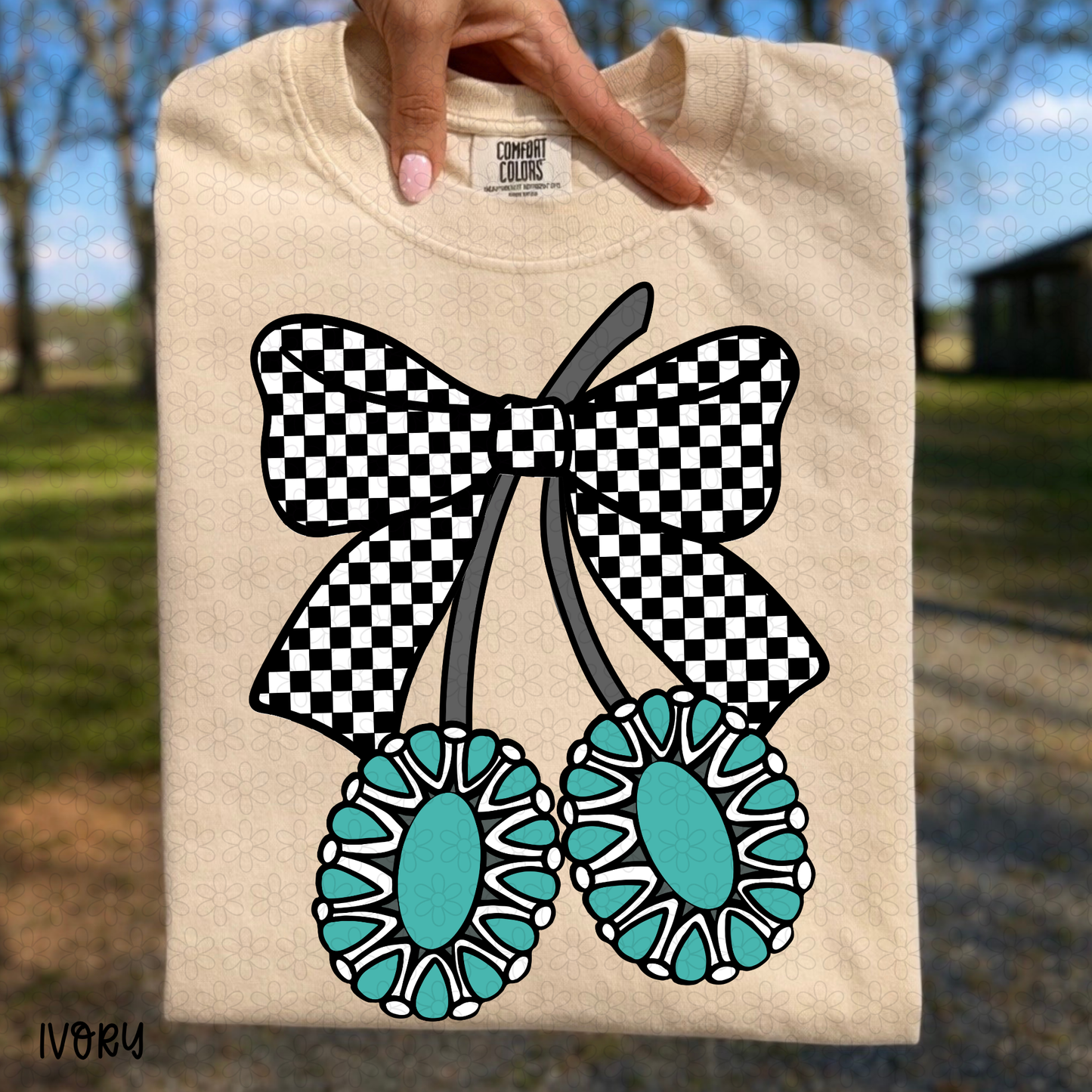 Checkered Western Bow Completed Tee