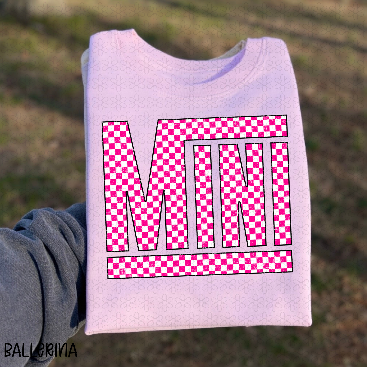 Checkered pink and white Mini Completed Tee