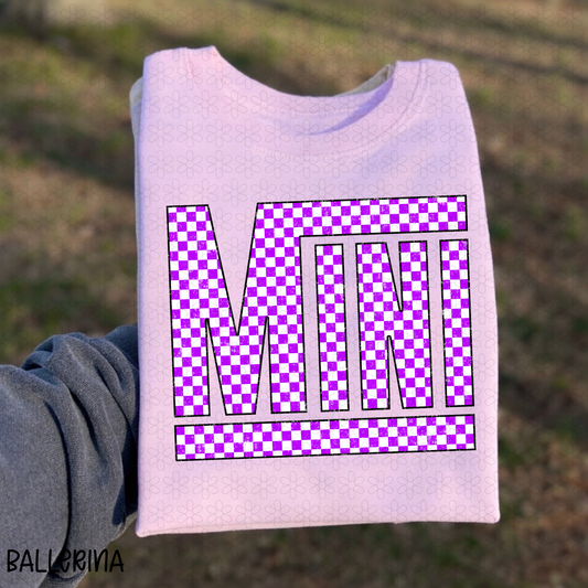 Checkered purple and white Mini Completed Tee