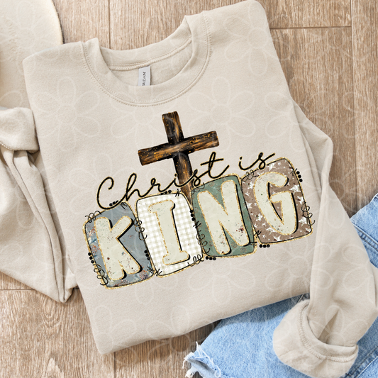 Christ Is King Block Patterns Completed Tee