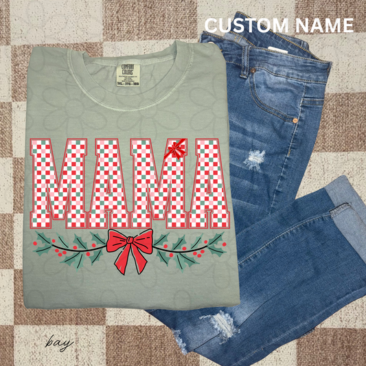 Christmas Bow Custom Name Completed Tee