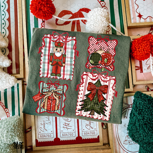 Christmas Collage Coquette Bows DTF Transfer