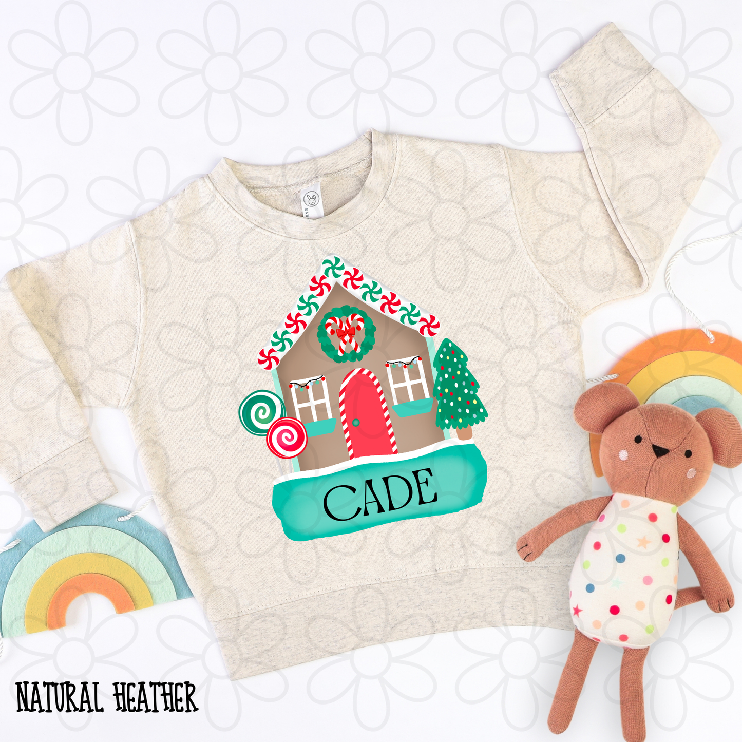 Christmas Gingerbread House Boys Custom Name DTF Transfer