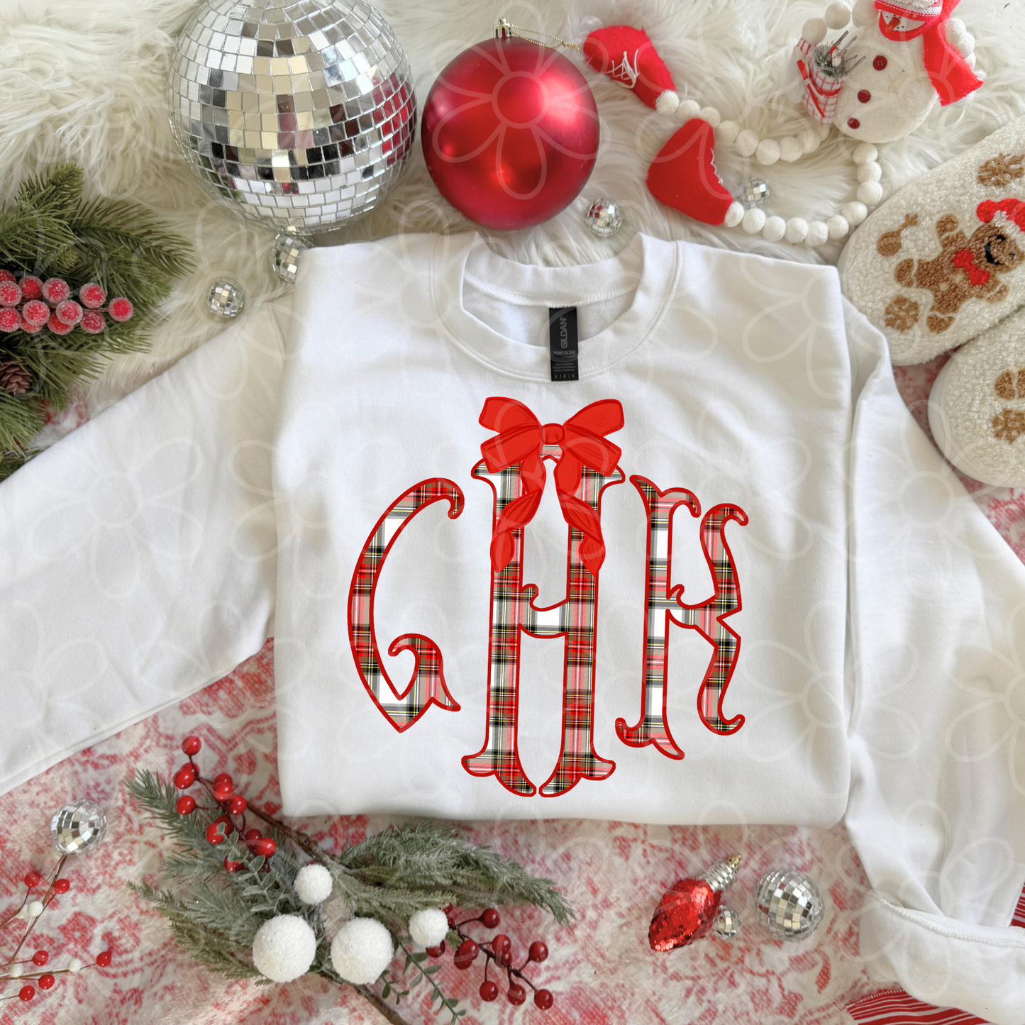 Christmas Plaid Custom Monogram DTF Transfer