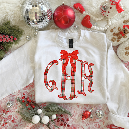 Christmas Plaid Custom Monogram DTF Transfer