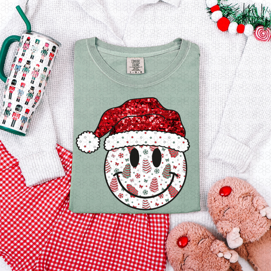 Christmas Tree Cake Smiley Face Completed Tee
