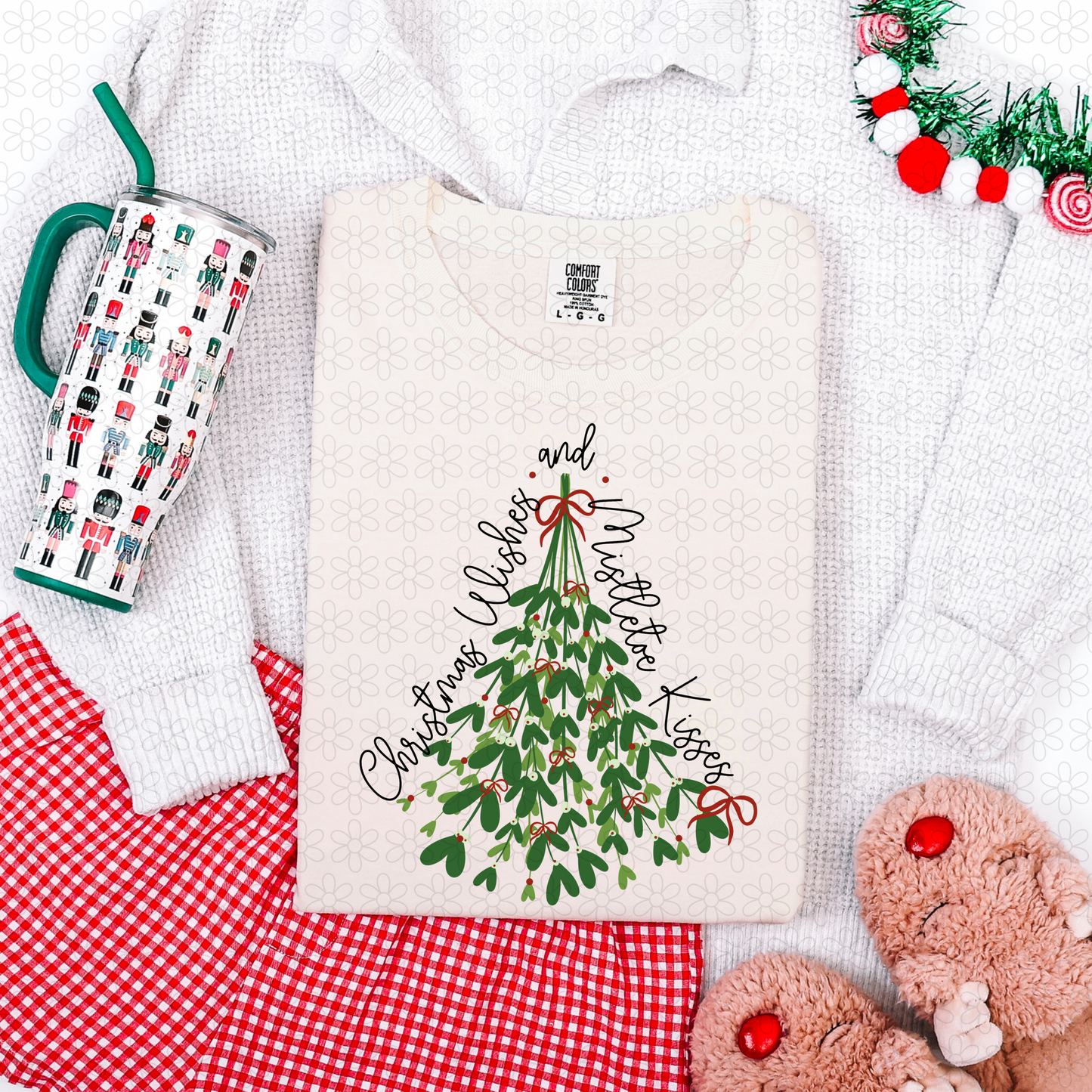 Christmas Wishes And Mistletoe Kisses DTF Transfer