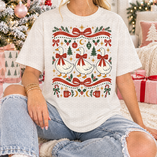 Christmas Goose Coquette Completed Tee