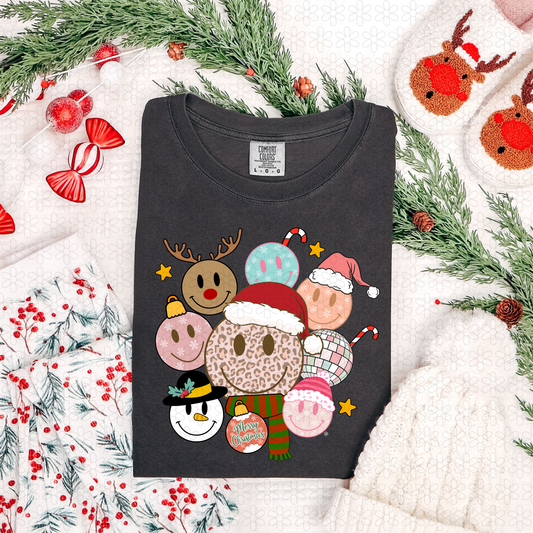Christmas Smileys Completed Tee