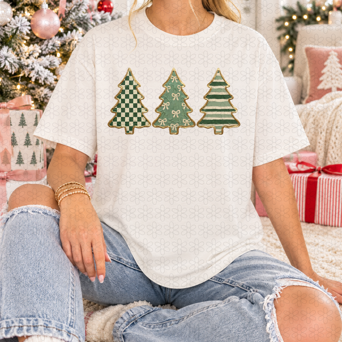 Christmas Tree Coquette Completed Tee