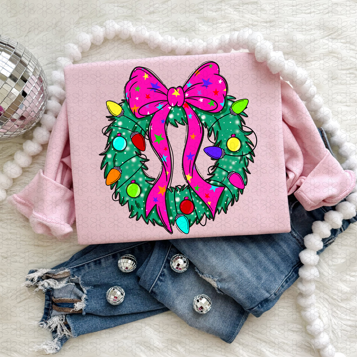 Christmas wreath Completed Tee