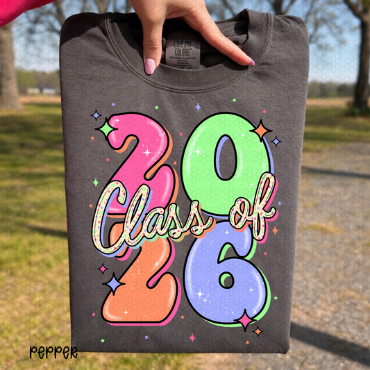 Class Of 2026 Pastel Color Completed Tee