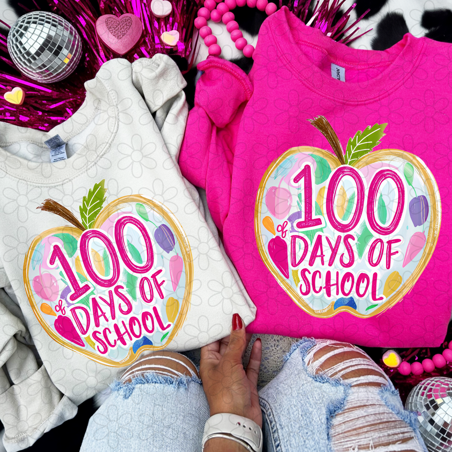 Colorful Apples 100 Days Of School Kids Completed Tee