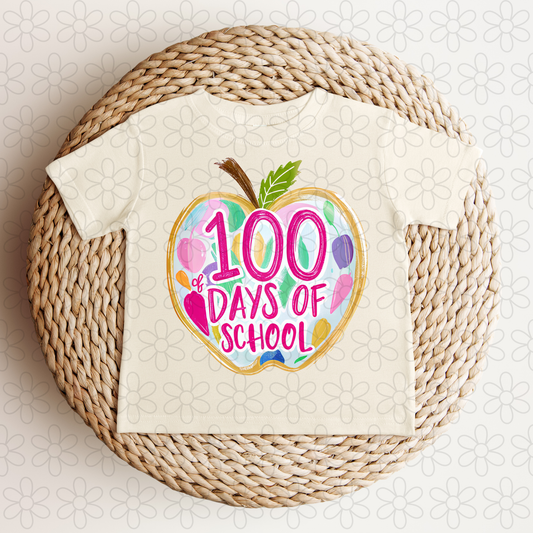 Colorful Apples 100 Days Of School Kids Completed Tee