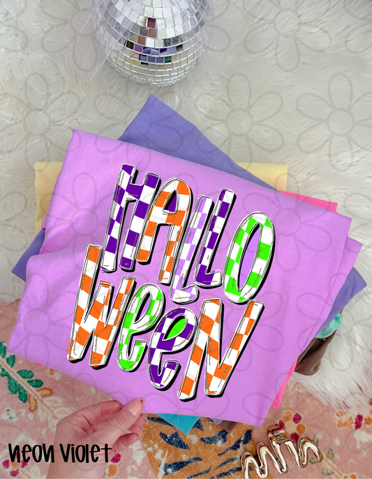 Colorful Checkered Halloween Completed Tee