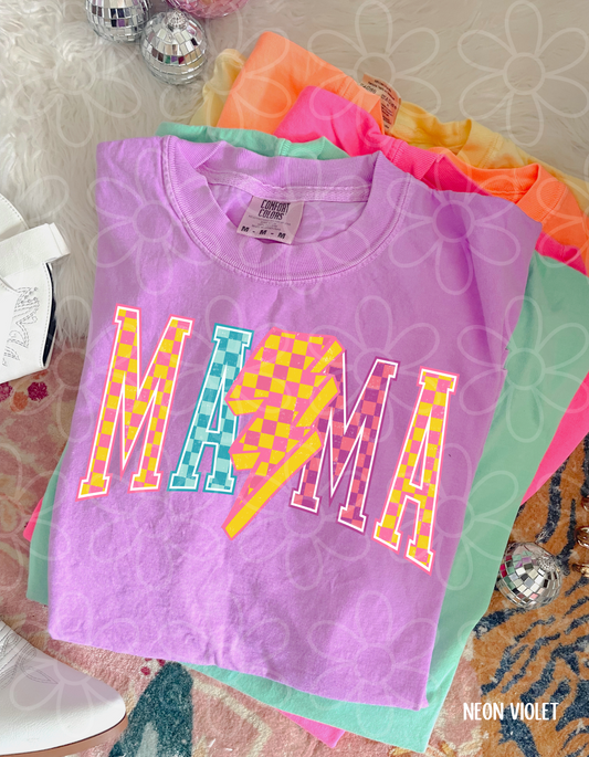 Colorful Checkered Mama Bolt Completed Tee
