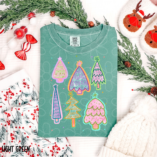 Colorful Christmas Tree Doodles Kids Completed Tee