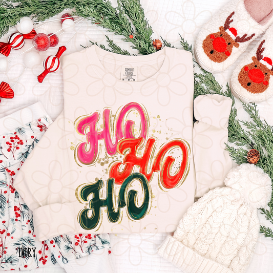 Colorful Gold Ho Ho Ho Completed Tee