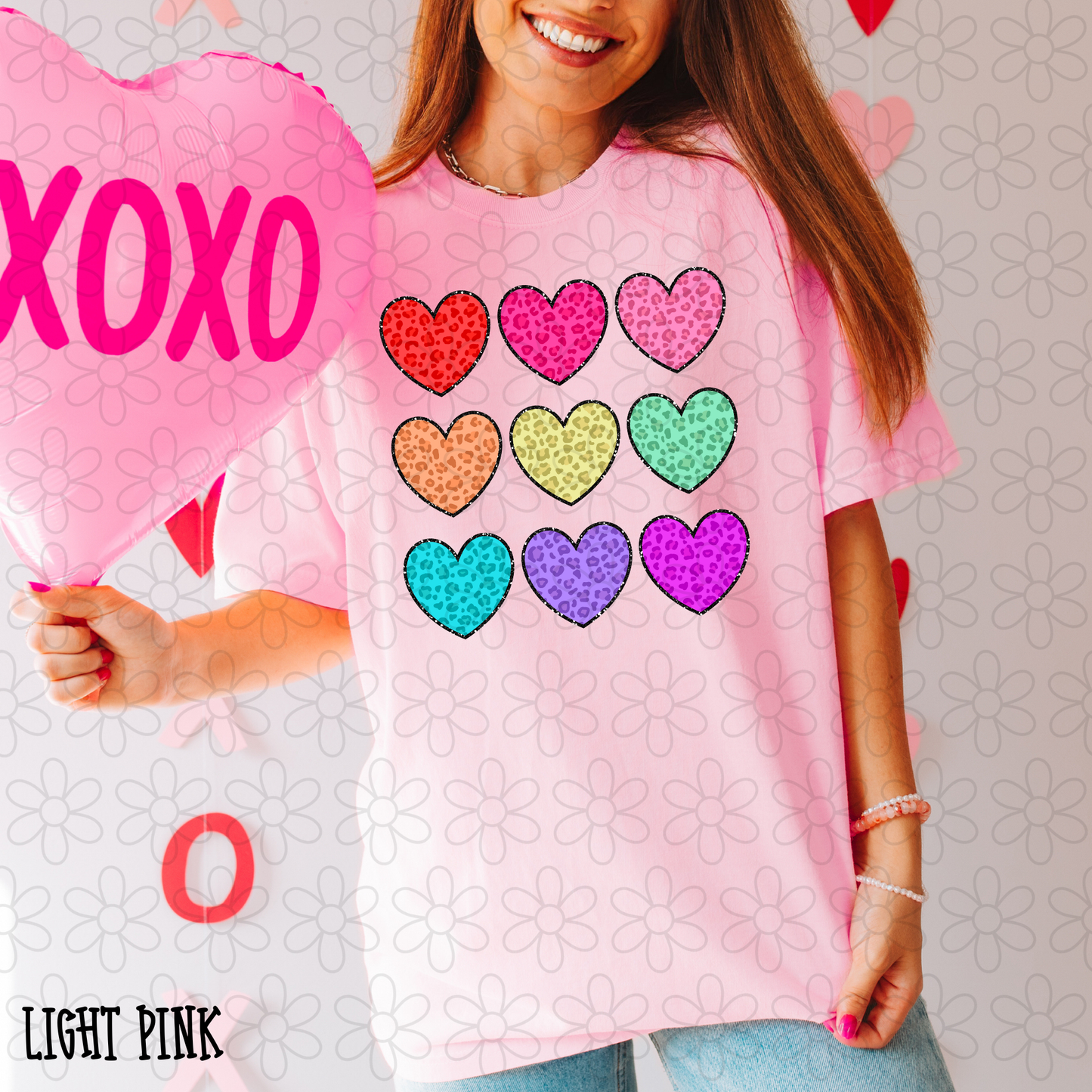 Colorful Leopard Hearts Kids Completed Tee