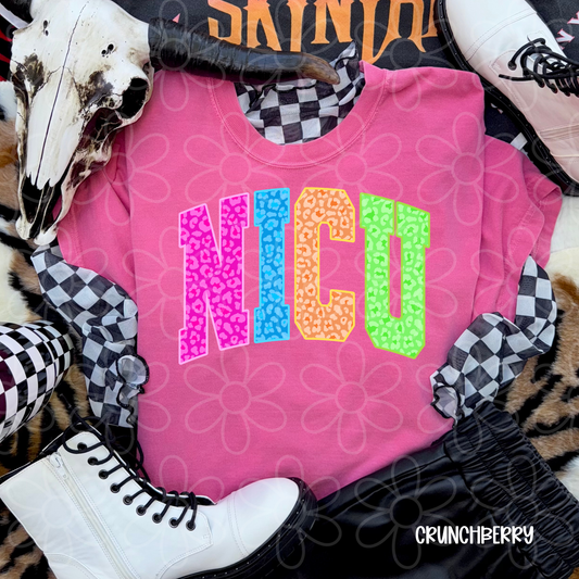 Colorful Leopard Nicu DTF Transfer