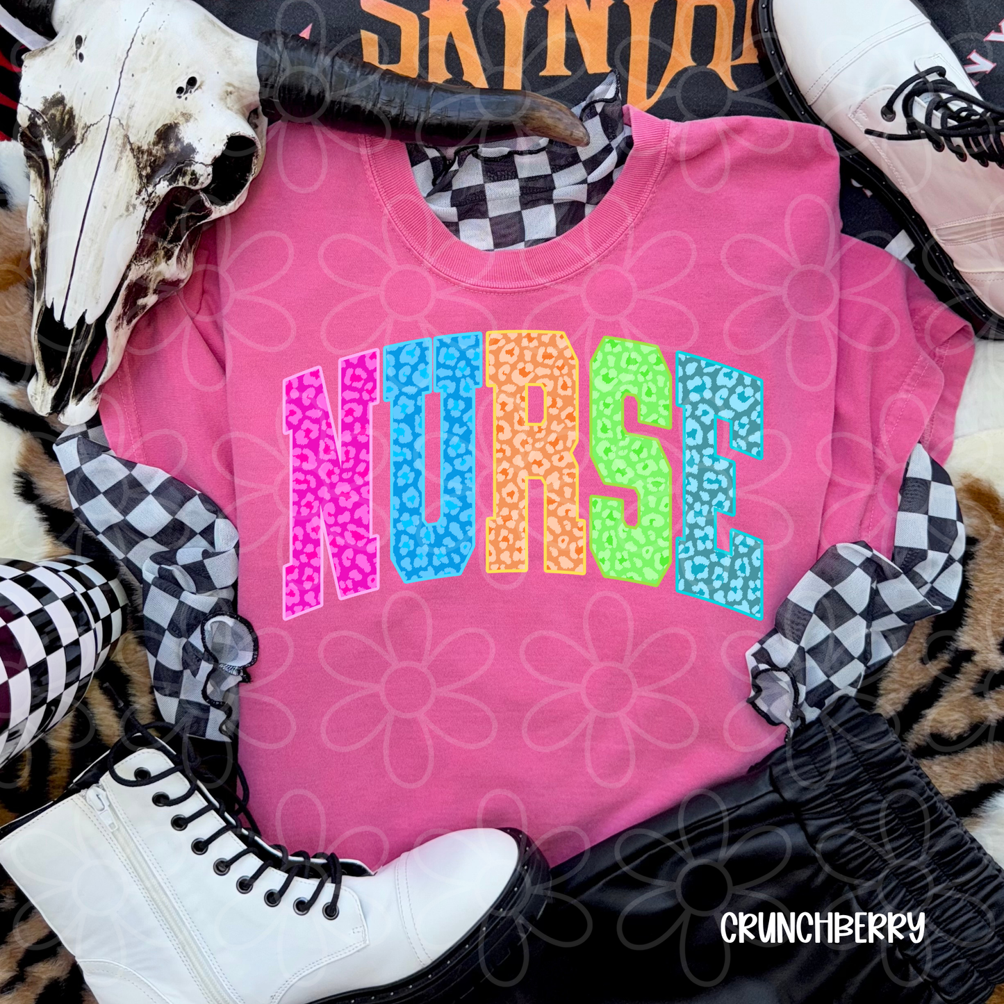 Colorful Leopard Nurse Completed Tee