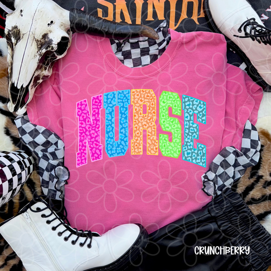 Colorful Leopard Nurse Completed Tee