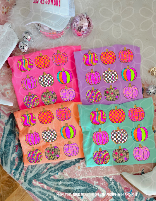 Colorful Pattern Pumpkins Kids Completed Tee