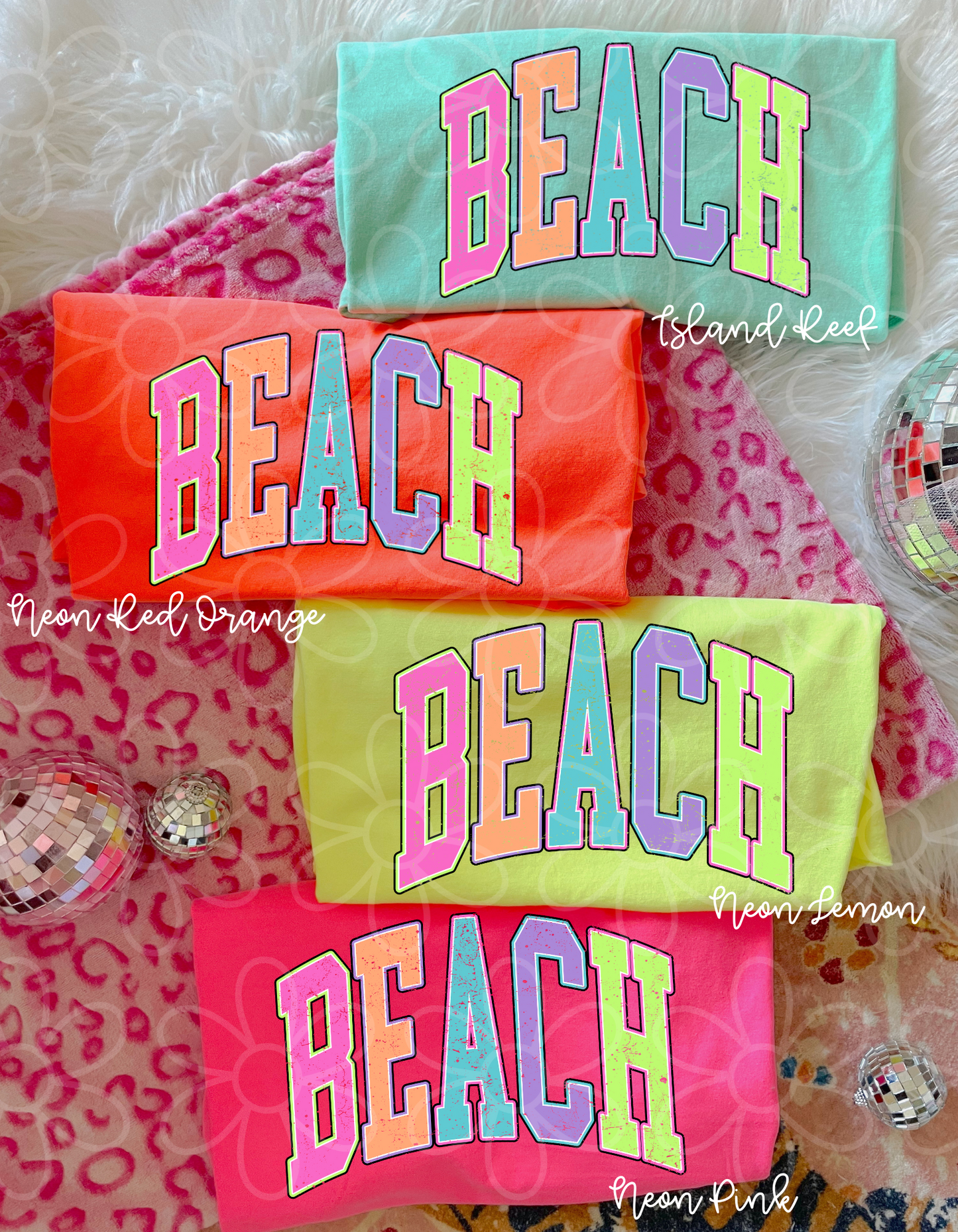 Colorful Varsity Beach Completed Tee