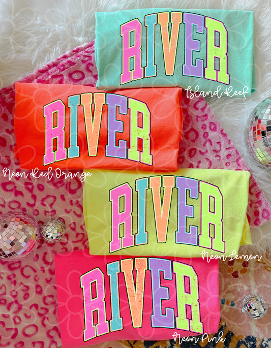 Colorful Varsity River Kids Completed Tee