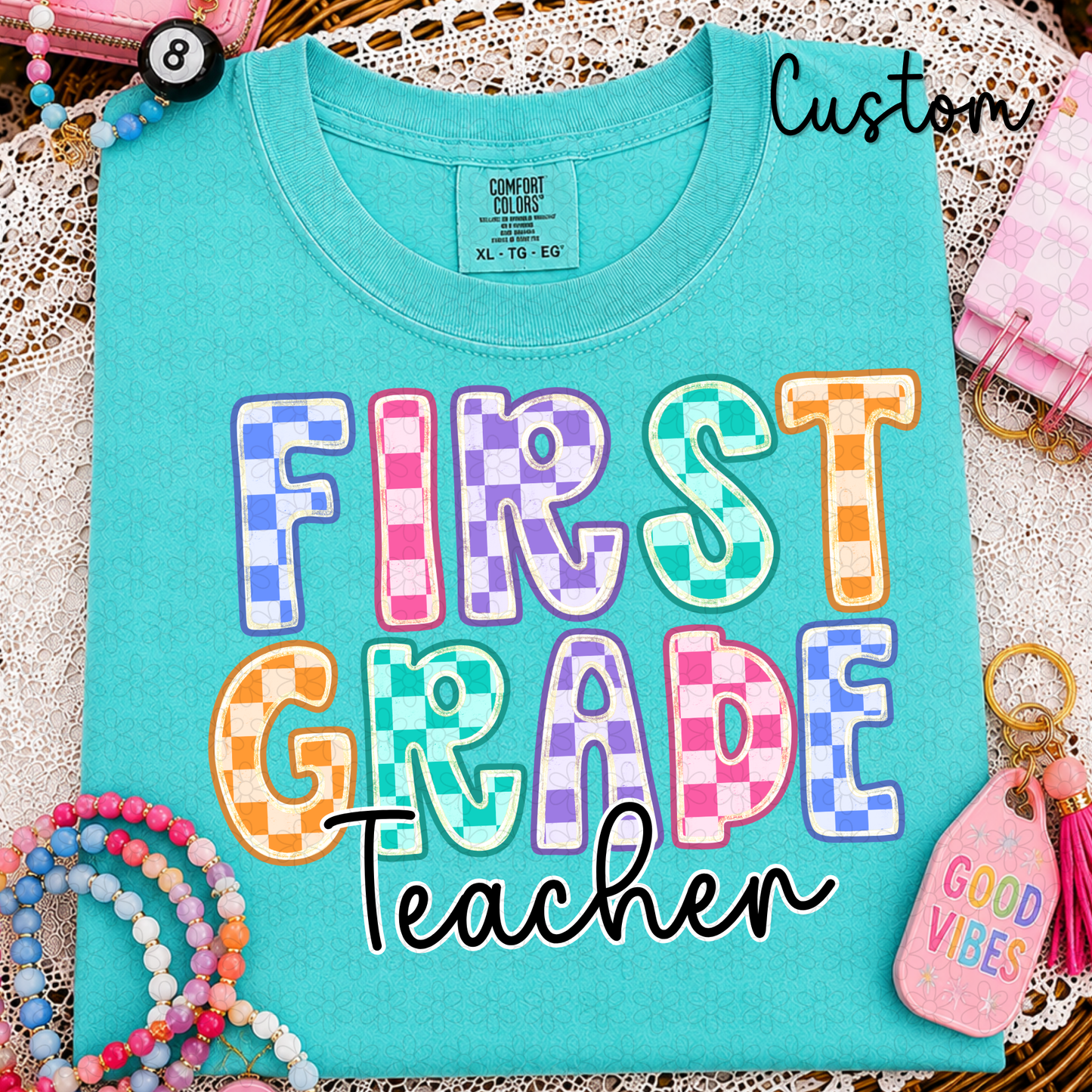 Colorful Checkered Custom Alpha Completed Tee