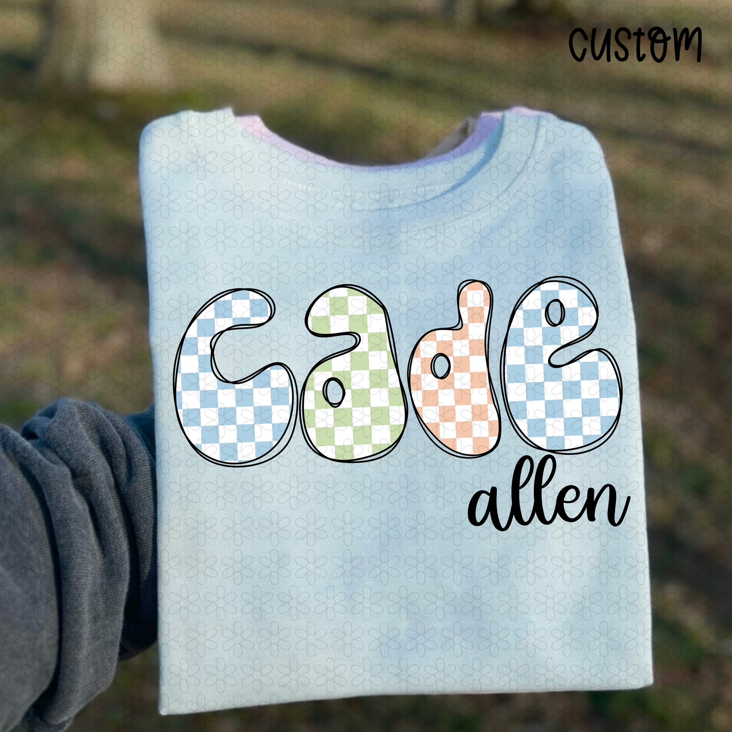 Boy Colorful Checkered custom names Completed Tee