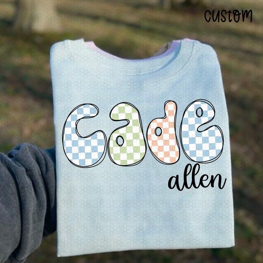 Boy Colorful Checkered custom names Completed Tee