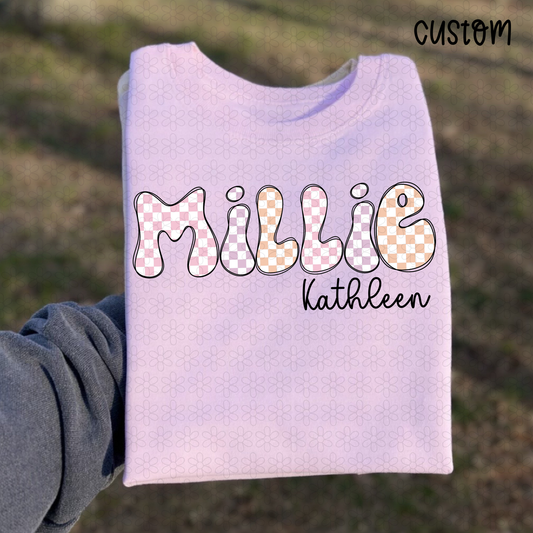 Girl Colorful Checkered custom names Completed Tee