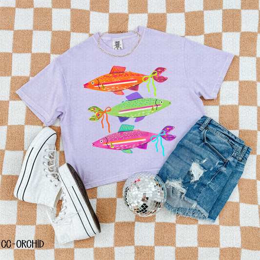 Colorful Fish With Bow Completed Tee