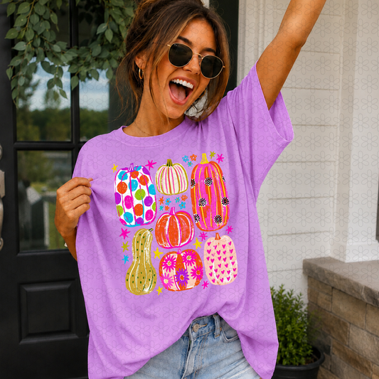 Colorful Pumpkins Completed Tee