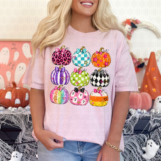 Colorful Pumpkins Completed Tee