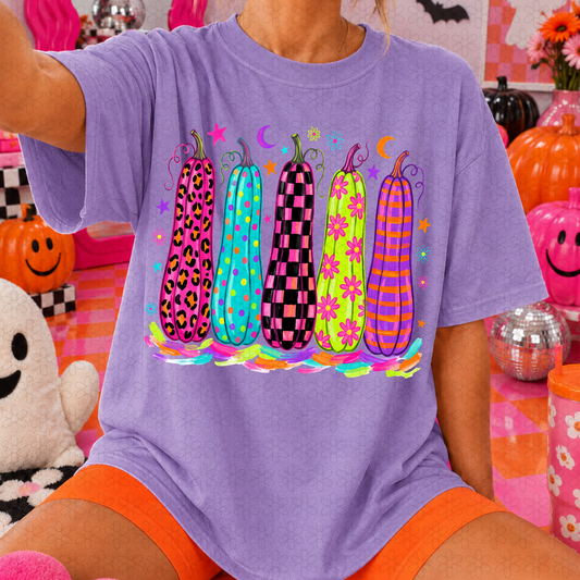 Colorful Pumpkins Leopard Completed Tee