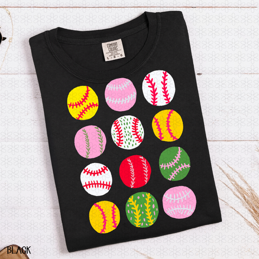 Colorful Softball Completed Tee