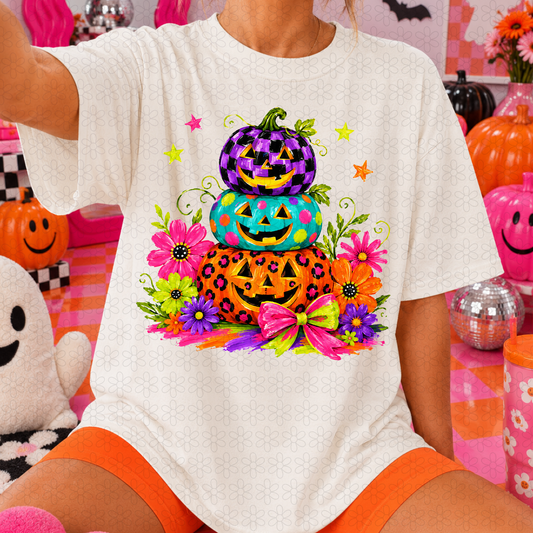 Colorful Stacked Pumpkins Completed Tee
