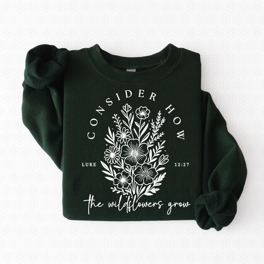 Consider How The Wildflowers Grow White Kids Completed Tee