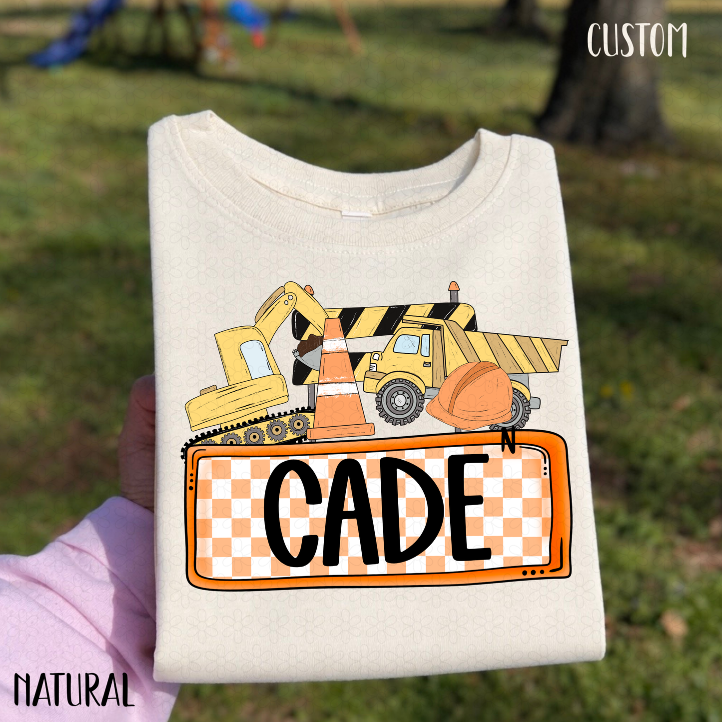 Construction Worker Custom Name Plate Completed Tee