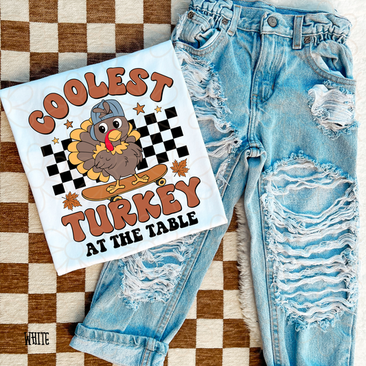 Coolest Turkey At The Table Boys Completed Tee