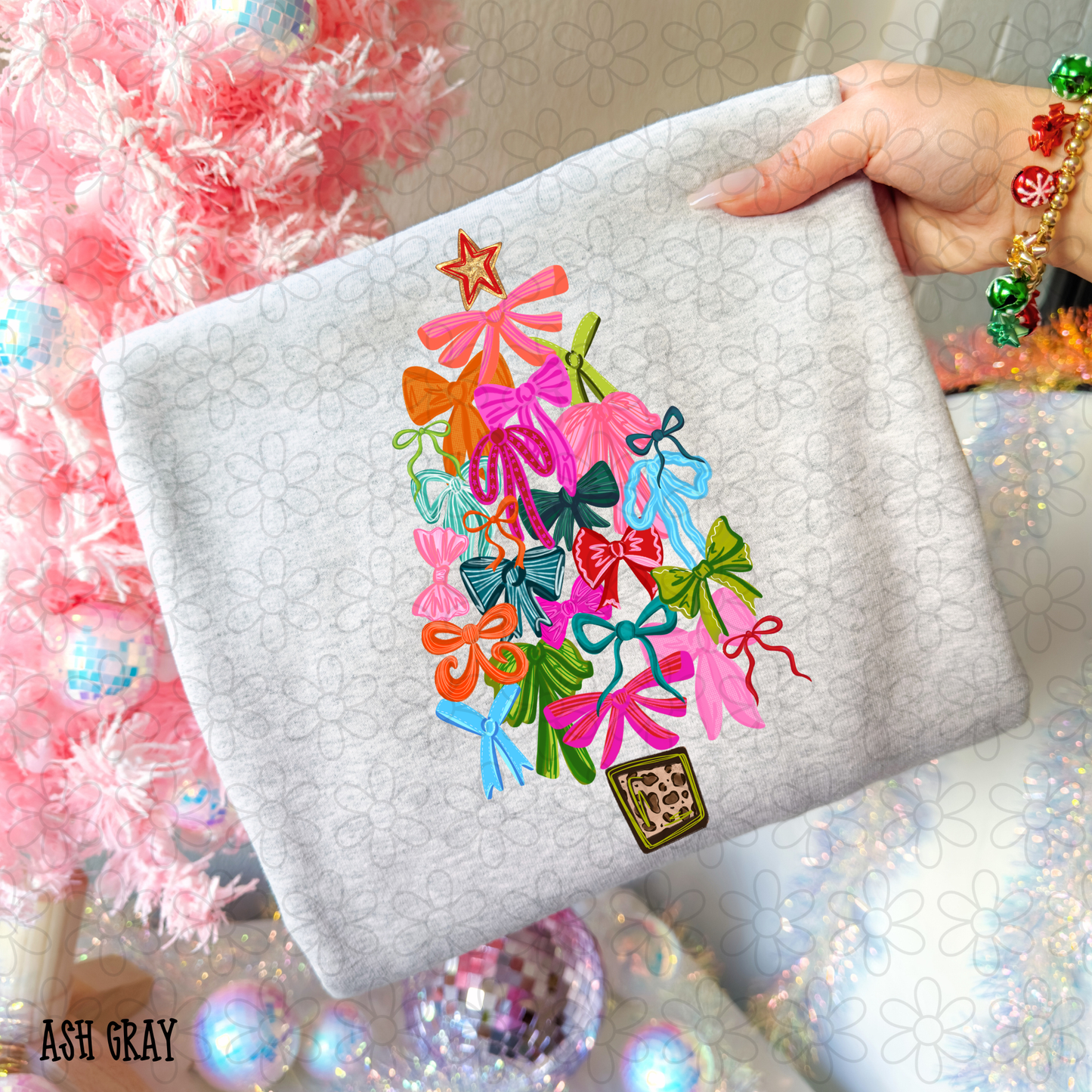 Coquette Bows Christmas Tree Kids Completed Tee